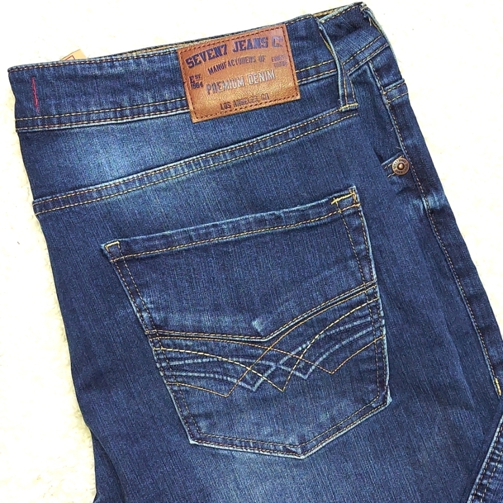Men's Seven7 Premium Dark Wash Straight Fit Jeans - Picture 2 of 13